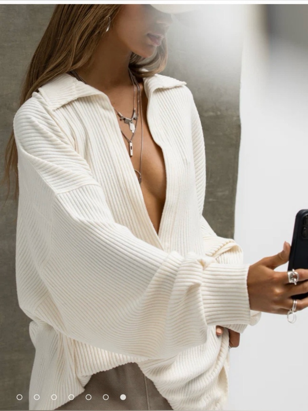 JOAH brown cream deep V neck Pullover medium/ large